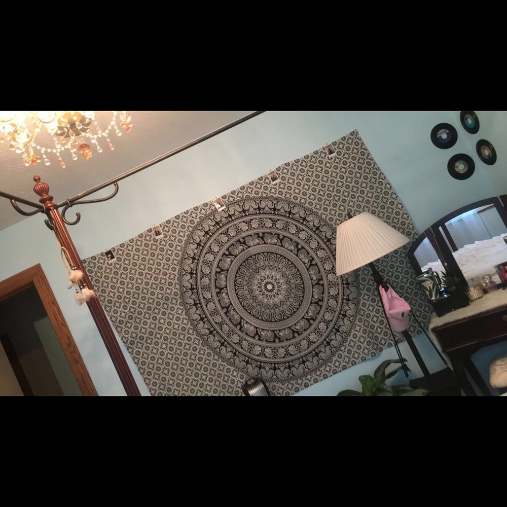 black and white wall tapestry